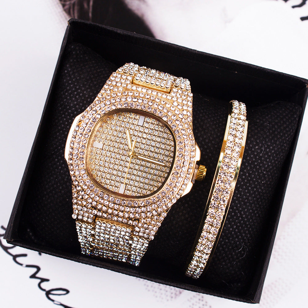 Luxury Diamond Watch & Bracelet Set