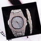 Luxury Diamond Watch & Bracelet Set