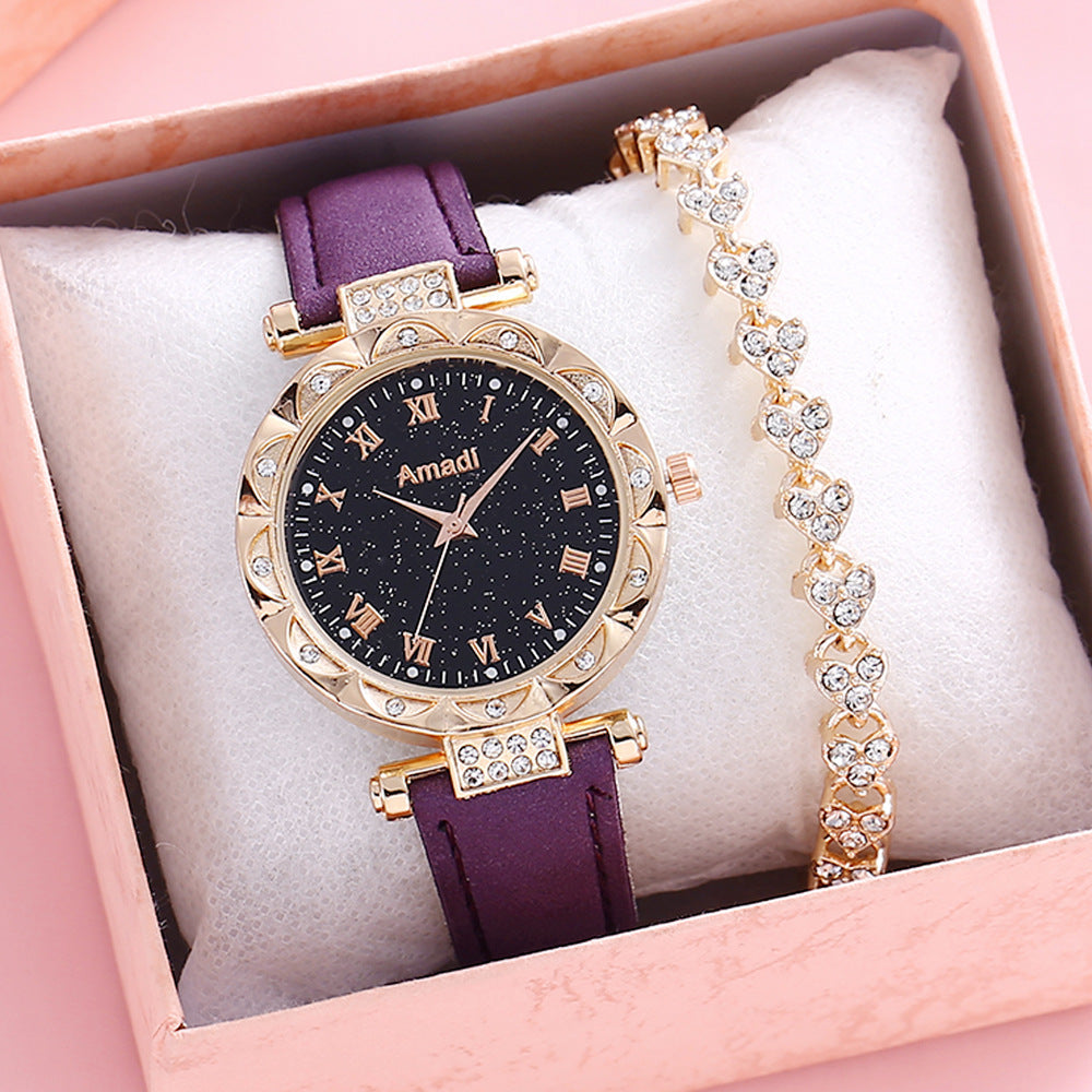 Elegant Starry Sky Women's Watch Set