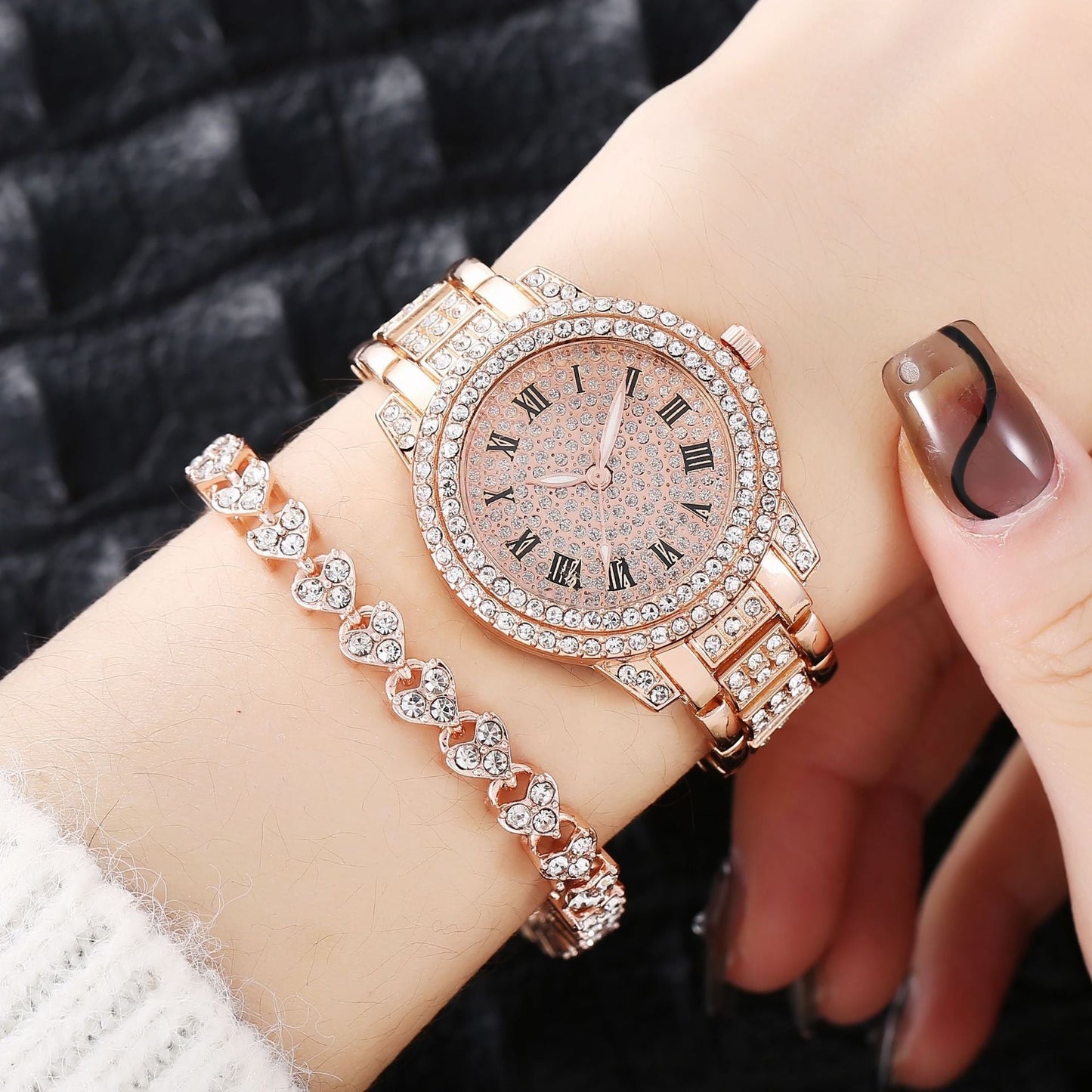 Elegant Rhinestone Women's Watch Set